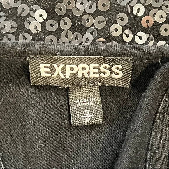 Express Black Lace Neckline Sequin Tank Size Small Petite. - Picture 6 of 8